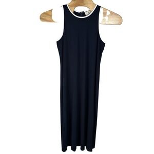 Tuckernuck Tori Racerback‎ Navy Blue Midi Dress Size Large White Trim Sleeveless